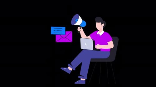 Animación de marketing por correo electrónico de personajes en 2D 4K en Alpha