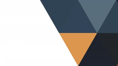 Synergy Collection: In out full screen pop out animation of transition of an orange triangle into a