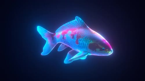 3D Holographic Neon TKoi Fish Infinite Loop