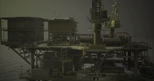 3D Animated Offshore Oil Rig Platform
