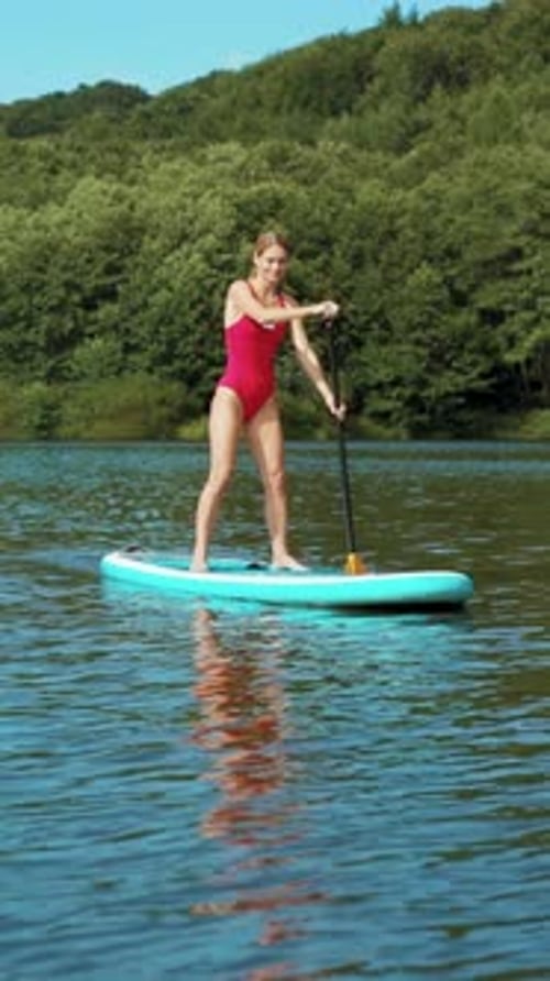 Experience a Sunny Day Paddle Boarding on a Tranquil Lake Surrounded By Natures Beauty