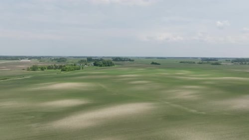 Vast Landscape Of Grassland, Undeveloped Land In Rural Area. - aerial shot