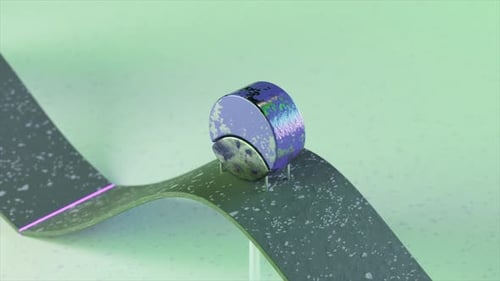 Abstract Metallic Cylinders Rolling on Textured Curved Path