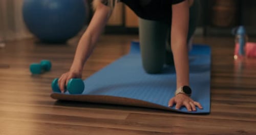 Yoga Mat Healthy Fit Woman Developing Rubber Exercise Sheet for the Beginning of Sports Club Classes