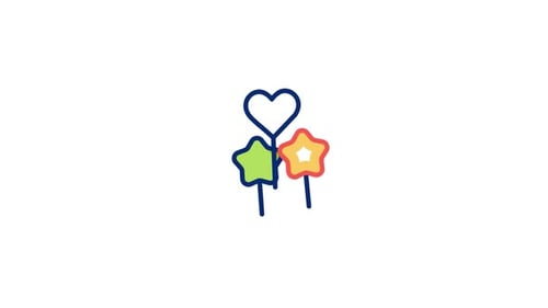 Animated Flat Design Heart and Stars Celebration Icons