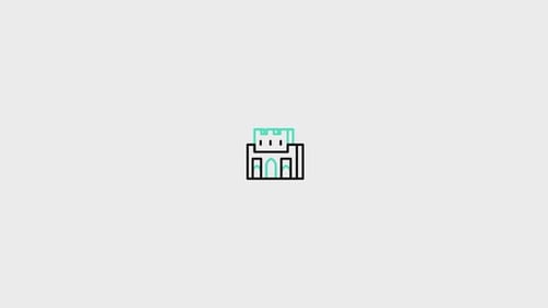 Minimalist Line Art Castle Icon Drawing Animation