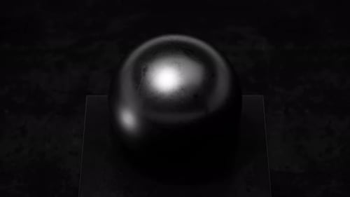 Modern Black Sphere Statue in the Dark Room