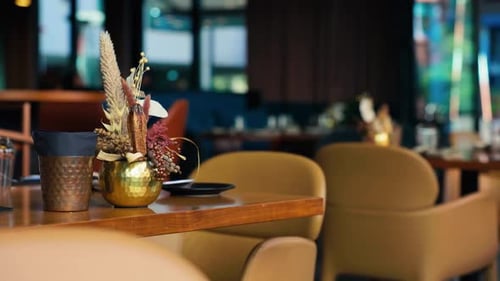 An Elegant Restaurant Interior Featuring Stylish Decor and Comfortable Seating for an Enjoyable