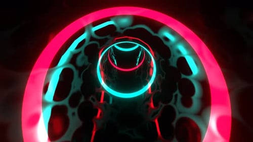 Türkisfarbener und rosafarbener kosmischer psychedelischer Portal-Hintergrund Vj Loop In 4K