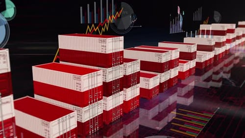 Conteneurs d'exportation de la Pologne avec graphiques et diagrammes