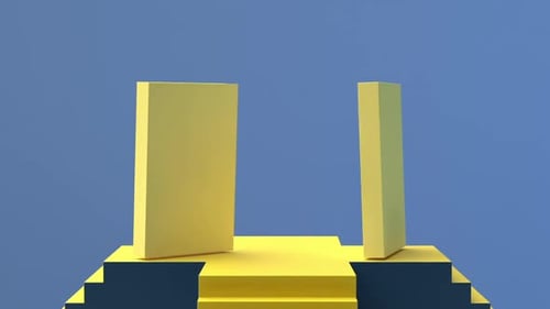 Animated 3D Geometric Blocks Leaning on Stage Motion Graphic