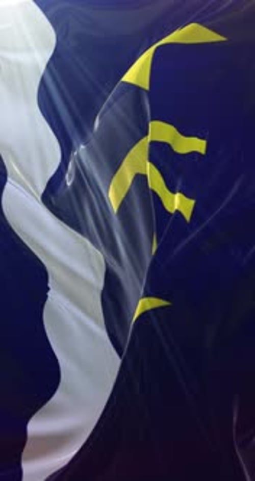 Waving Abstract Stylized Blue White Yellow Flag Loop