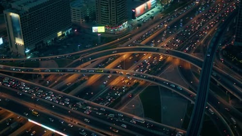 Traffic of Cars in the Streets At Night