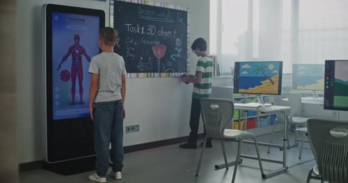 Children learning about the human body in classroom