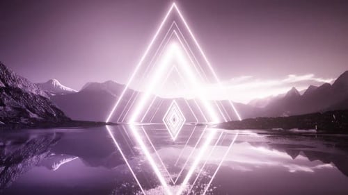 3D-Render, futuristischer Filmmusik Hintergrund im Retrowave VJ, Endlosschleife