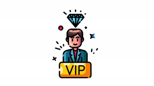 Animated VIP Person Icon with Diamond for Premium Status