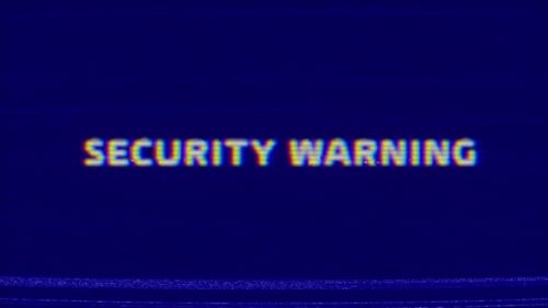 Digital Glitch Security Warning Text Reveal