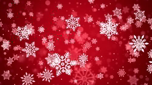 Christmas Falling Snow Snowflake on Red