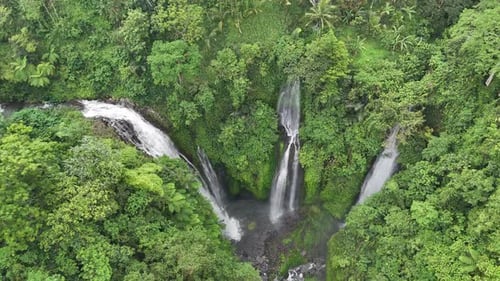 Aerial View of Sekumpul Waterfall in Bali
