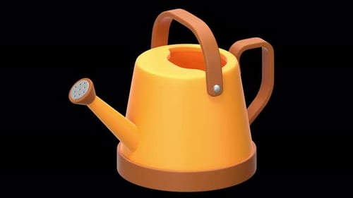 watering can 3D Animation, Alpha Channel, Transparent Background