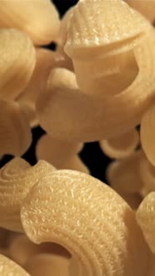 The Dry Pasta Flies Up and Falls Down Filmed on a Highspeed Camera at 1000 Fps