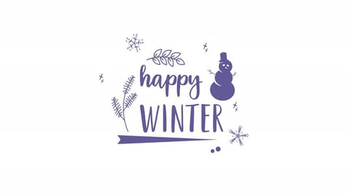 happy winter handwritten animated icon