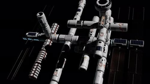 station spatiale volant dans l'espace, concept de développement des technologies spatiales.