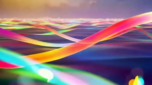 Vibrant Rainbow Waves Flowing Abstract Digital Art