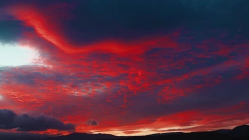 Red Sunset Winter Sky on Europe