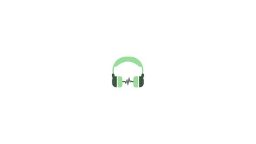 Flat Design Headphones with Animated Sound Wave Icon