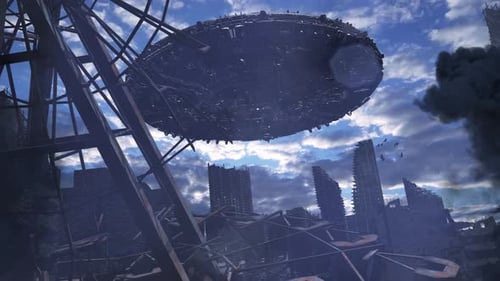 UFO-Invasion im brennenden Vergnügungspark