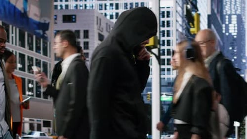 Theft in Downtown Street As a Man Grabs Handbag From Gen z Female Victim