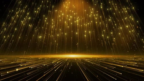 Golden Glittering Particles Awards Stage Background Loop