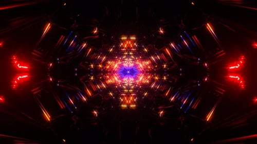 Impressionante VJ Loop com formas de néon pulsantes em cores vibrantes