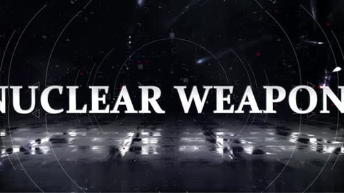 Futuristic Glitch Text Reveal for Nuclear Weapons Headline