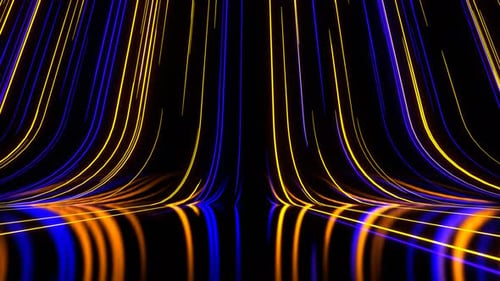 Abstrakter Hintergrund mit blauen und orangefarbenen Neonlinien VJ Loop l 4K