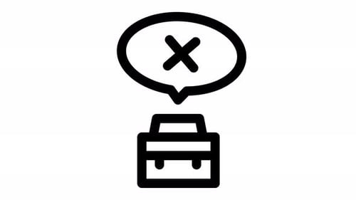 Animated Briefcase with Negative Feedback Thought Bubble