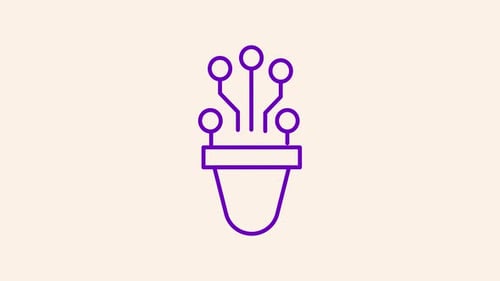 Animated Flat Design Icon of Data Flowing from Pot