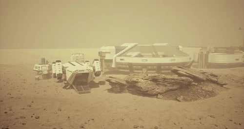 Exploration Base on Mars Under Dusty Atmospheric Conditions with Equipment