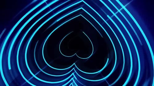 Infinite Glowing Neon Hearts Tunnel Animation Background
