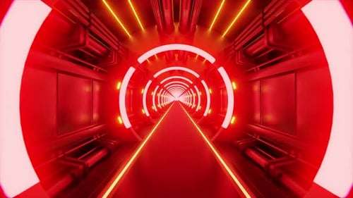 Red Background Science Fiction Interior Scifi Corridors 3d Animation Loop