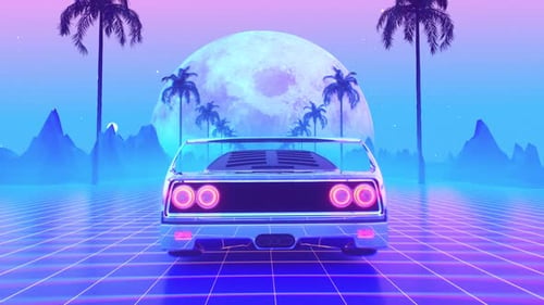 Sci Fi Car Drives Fast On Abstract Road Loop