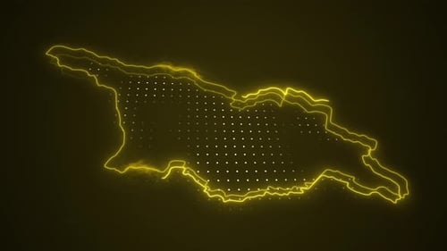 Futuristic Digital Map Outline with Pulsing Neon Glow