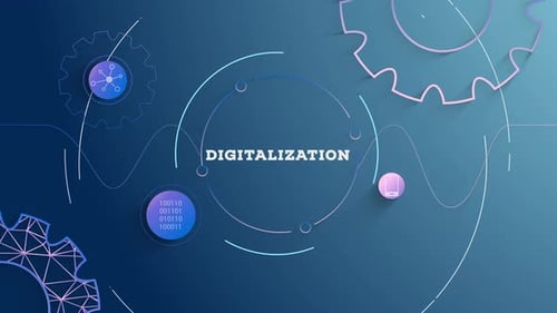 Infographic Digitalization Blue Background Looped