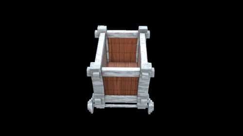 Animated Stylized Mining Cart 3D Model Rotation