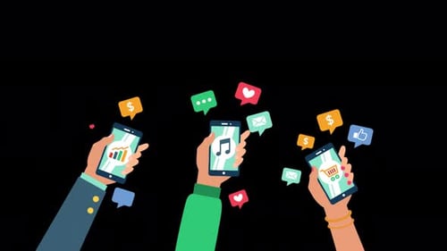 Social Media Marketing With Phone Alpha Channel 4K