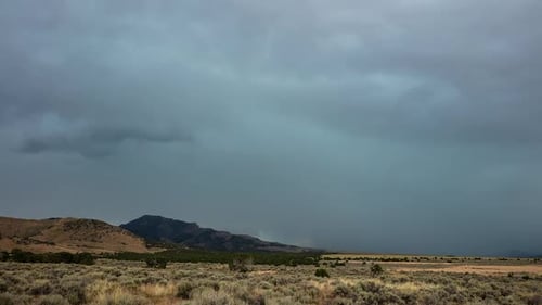 Timelapse of rain storm moving through the Utah desert