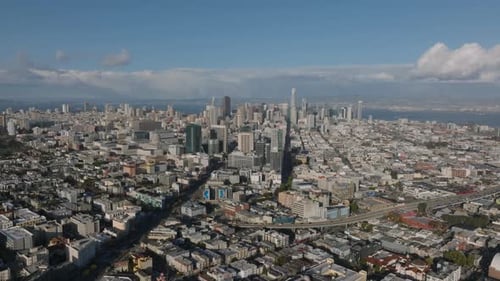 Cityscape Aerial View on a Bright Day