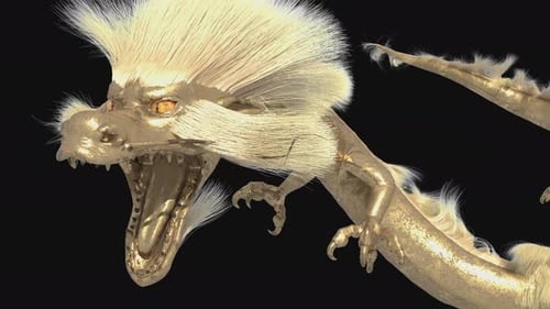 Majestic Golden Dragon Roaring And Moving 3D Animation