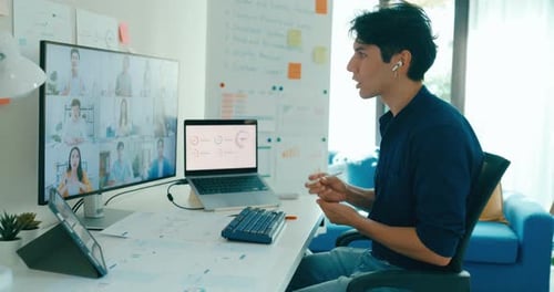 Young Adult on a Video Conference Call